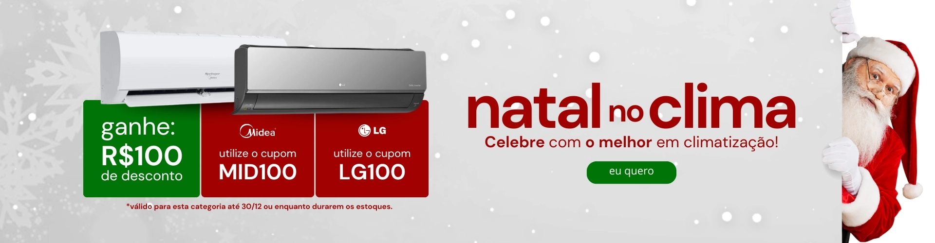 Ganhe 100%OFF em aparelhos selecionados  Midea e LG